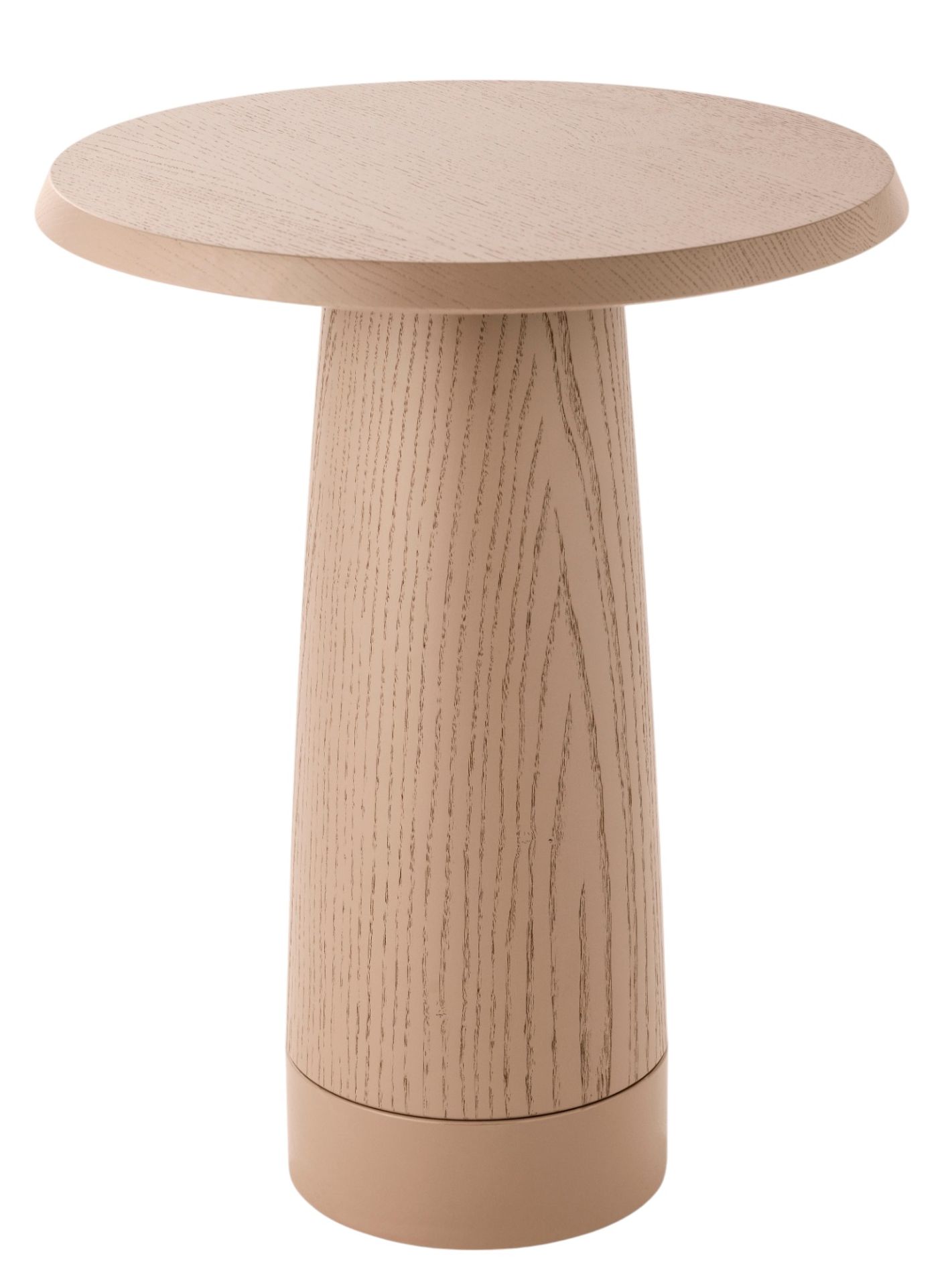 Amanita Beistelltisch von Schönbuch, helles Holz, runder Tisch für Wohnzimmer und Schlafzimmer.