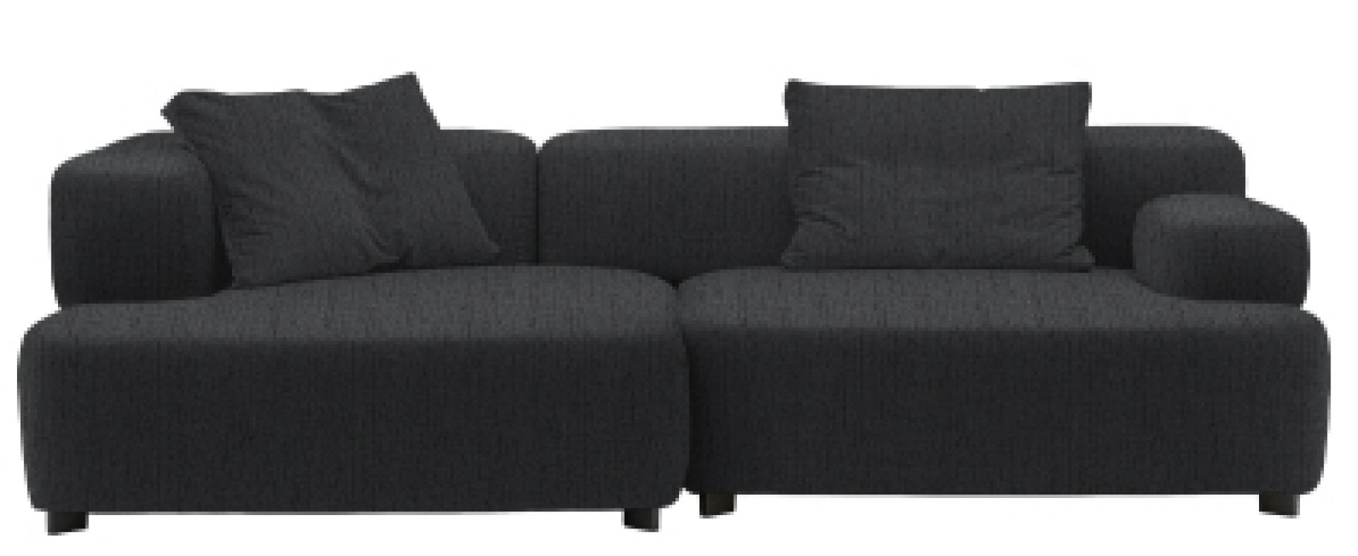 Dunkelgraues Alphabet Sofa von Fritz Hansen, 3-Sitzer mit Armlehne links und losen Kissen.