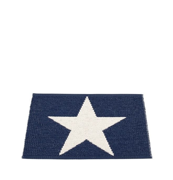 Viggo One Pappelina Kunststoffteppich dunkelblau, 70x50 cm, mit großem weißen Stern für Innen und Außen.