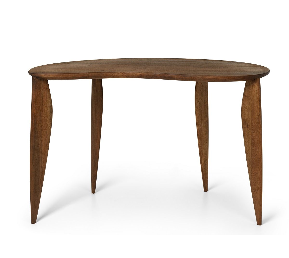 Feve Desk Schreibtisch von Ferm Living aus Walnussholz, minimalistisches Design mit drei Beinen.
