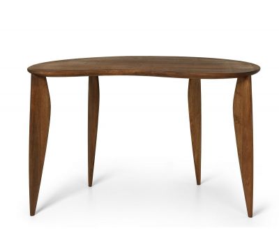 Feve Desk Schreibtisch von Ferm Living aus Walnussholz, minimalistisches Design mit drei Beinen.