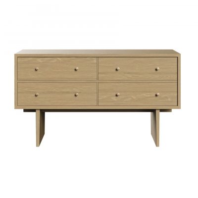 Gubi Sideboard aus Eiche mit vier Schubladen und runden Griffen. Modernes Möbelstück.