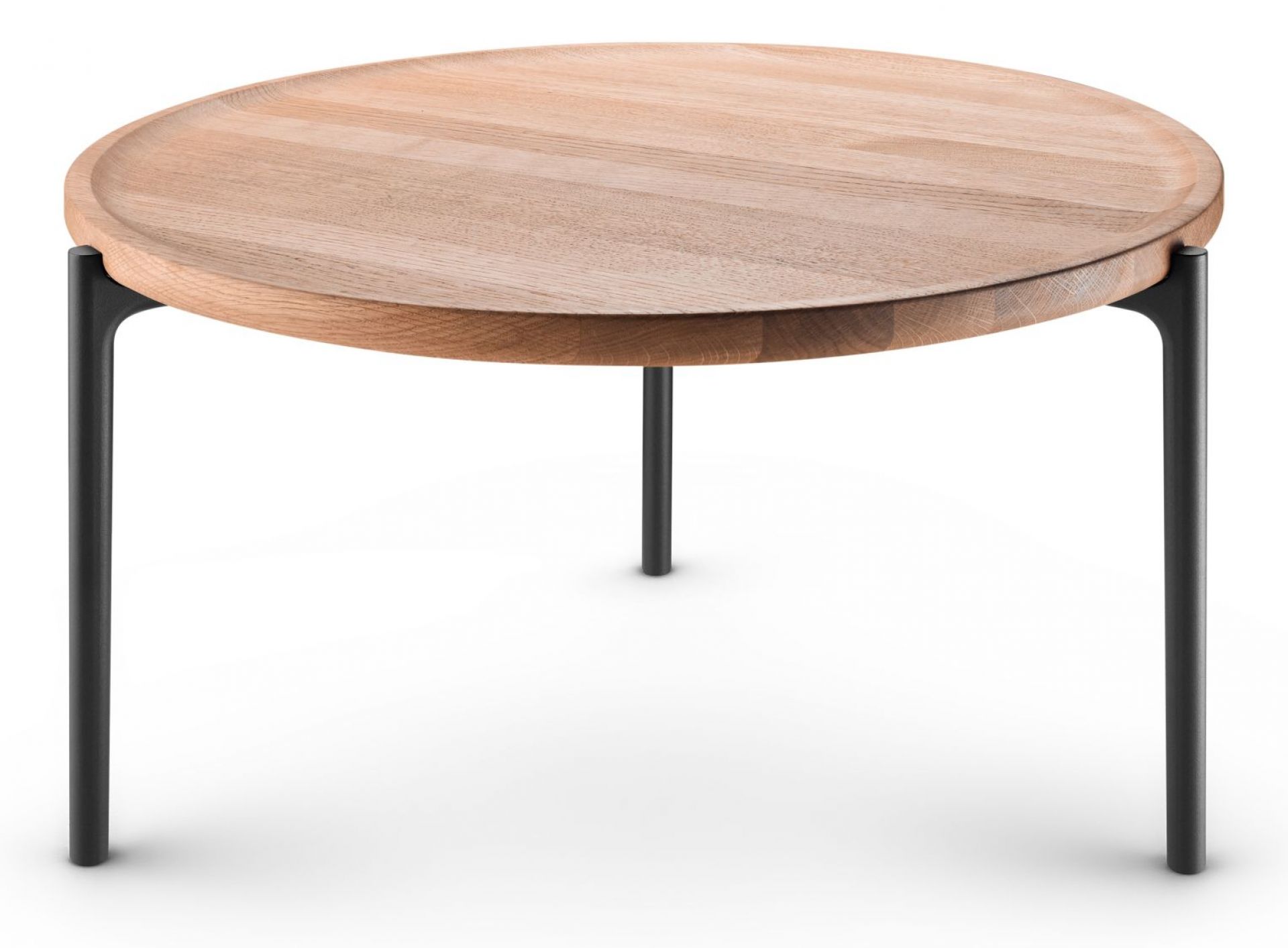 Savoye Tisch von Eva Solo: Runder Beistelltisch aus Eiche mit filigranem, schwarzem Metallgestell.