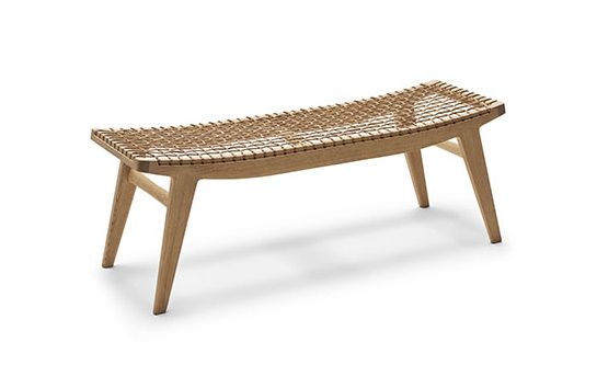 Klismos kleine Bank B91,5cm Knoll International | ohne Kissen | Natur