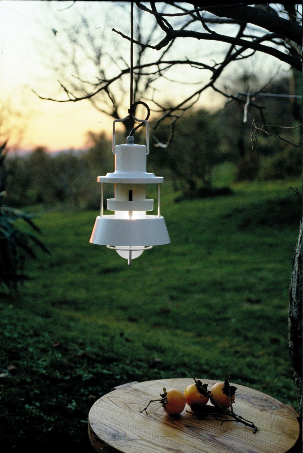 Martinelli Luce Polo Outdoor Pendelleuchte, anthrazit, Ø21cm, hängend im Garten, stimmungsvolle Außenbeleuchtung.