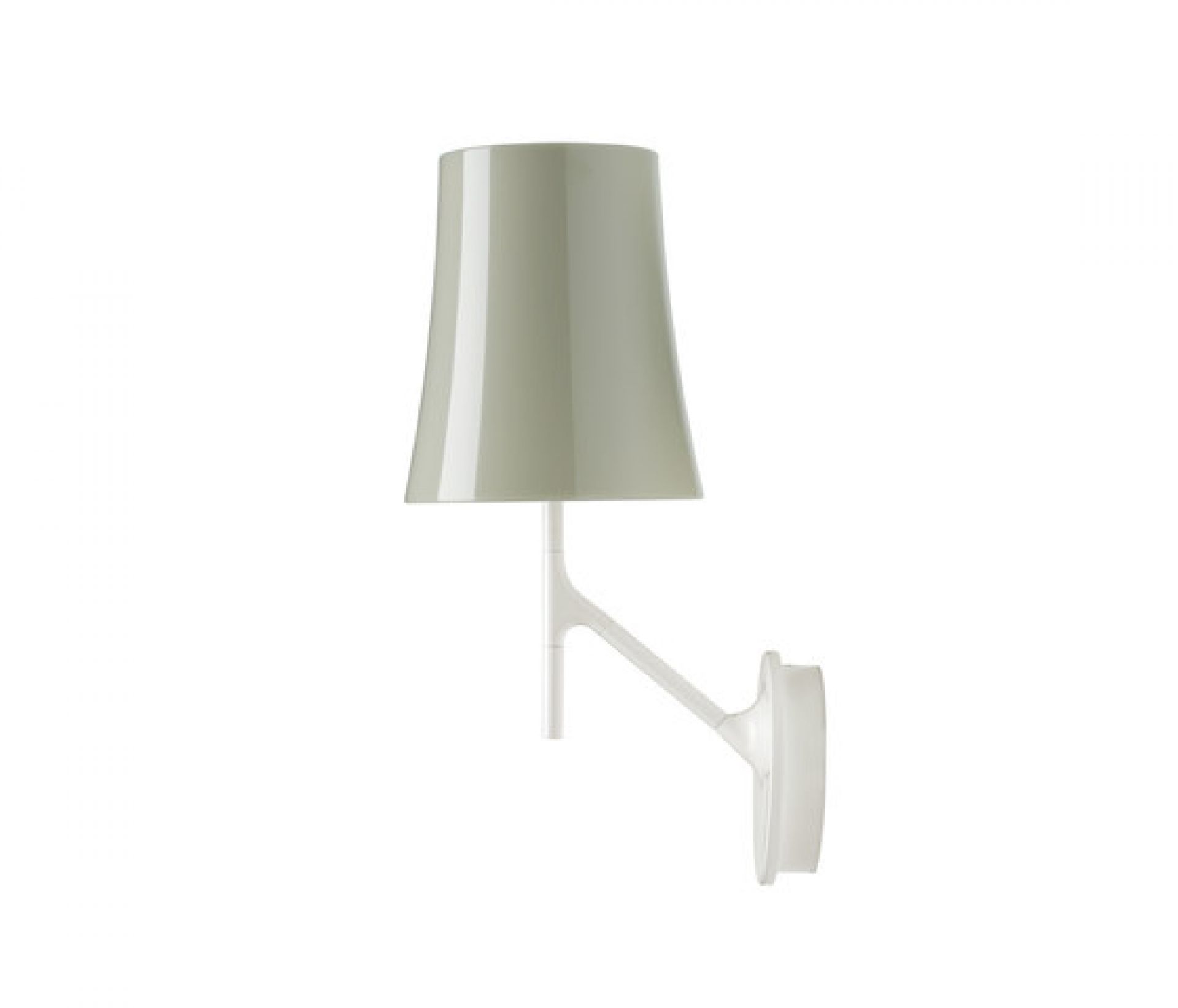Weiße Birdie Wandleuchte von Foscarini mit grünem Lampenschirm, moderne Wandlampe für Wohnzimmer und Schlafzimmer.