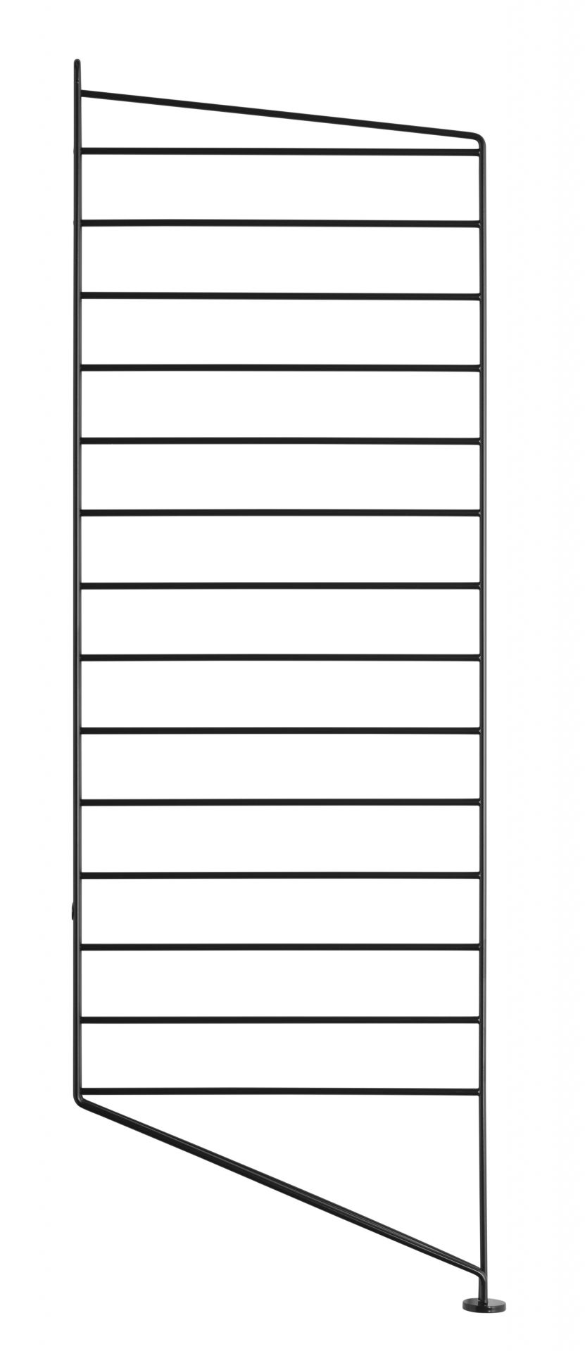 Schwarze String Furniture Bodenleiter, 85 cm hoch, für Regalsysteme und flexible Wandgestaltung.