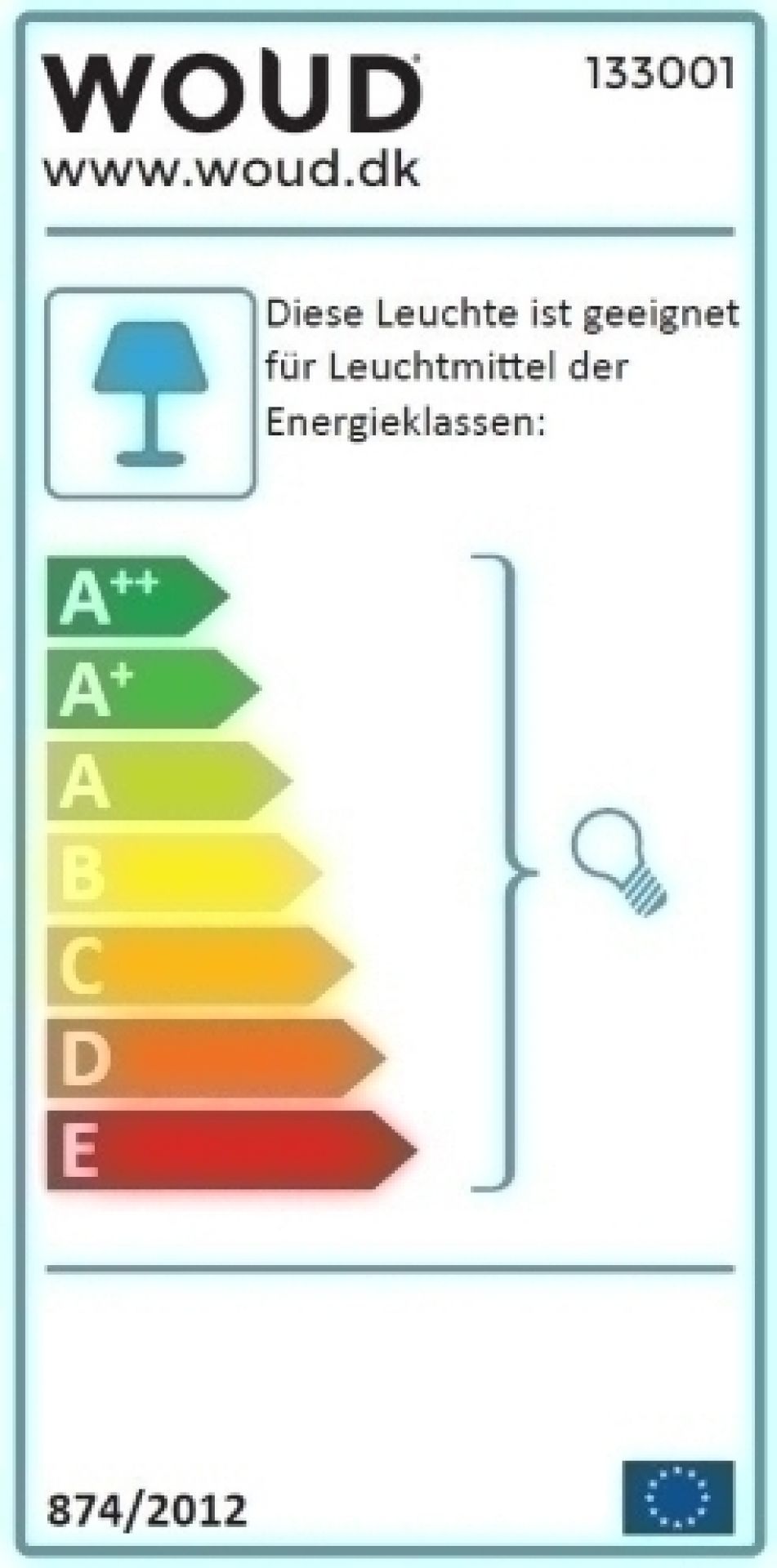Energielabel für Woud Pendelleuchte: Geeignet für Leuchtmittel der Energieklassen A++ bis E.