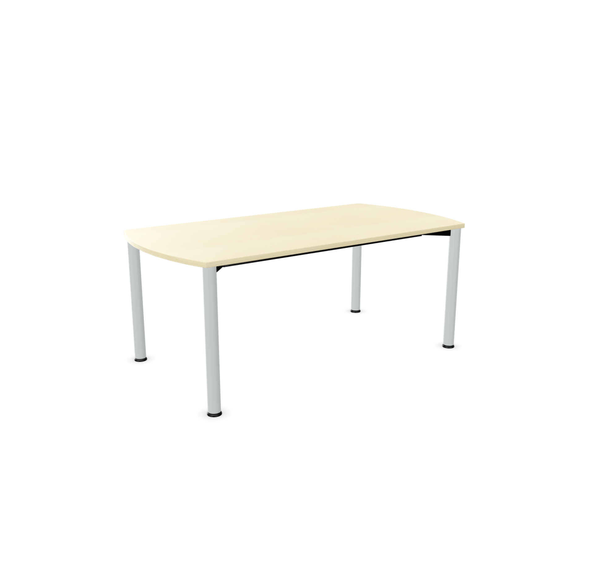 Systo Tec Konferenztisch von Palmberg, 177x90 cm, mit heller Tischplatte und silberfarbenem Gestell.