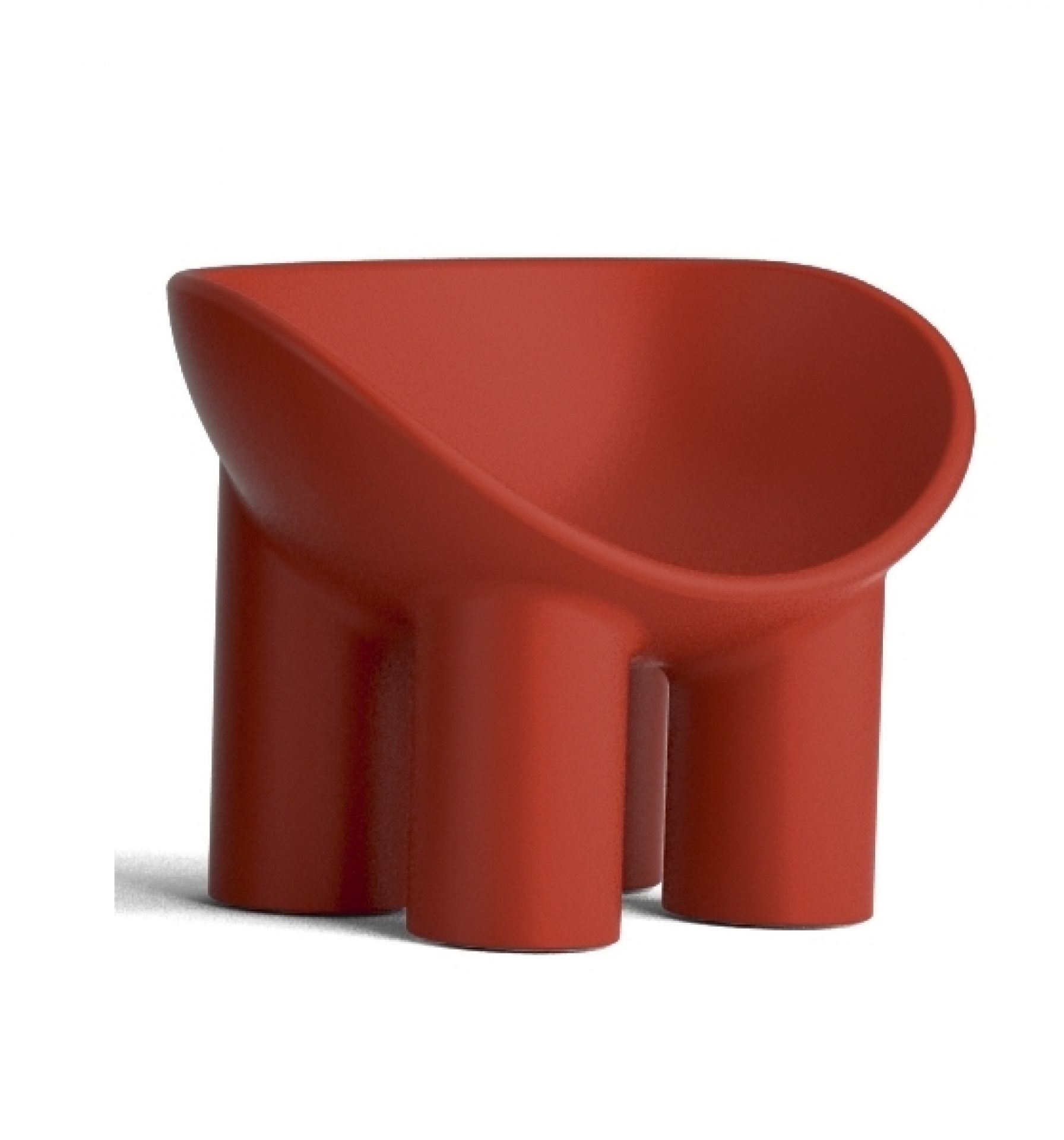 Roter Roly Poly Sessel von Driade: Moderner Designstuhl mit drei Beinen.