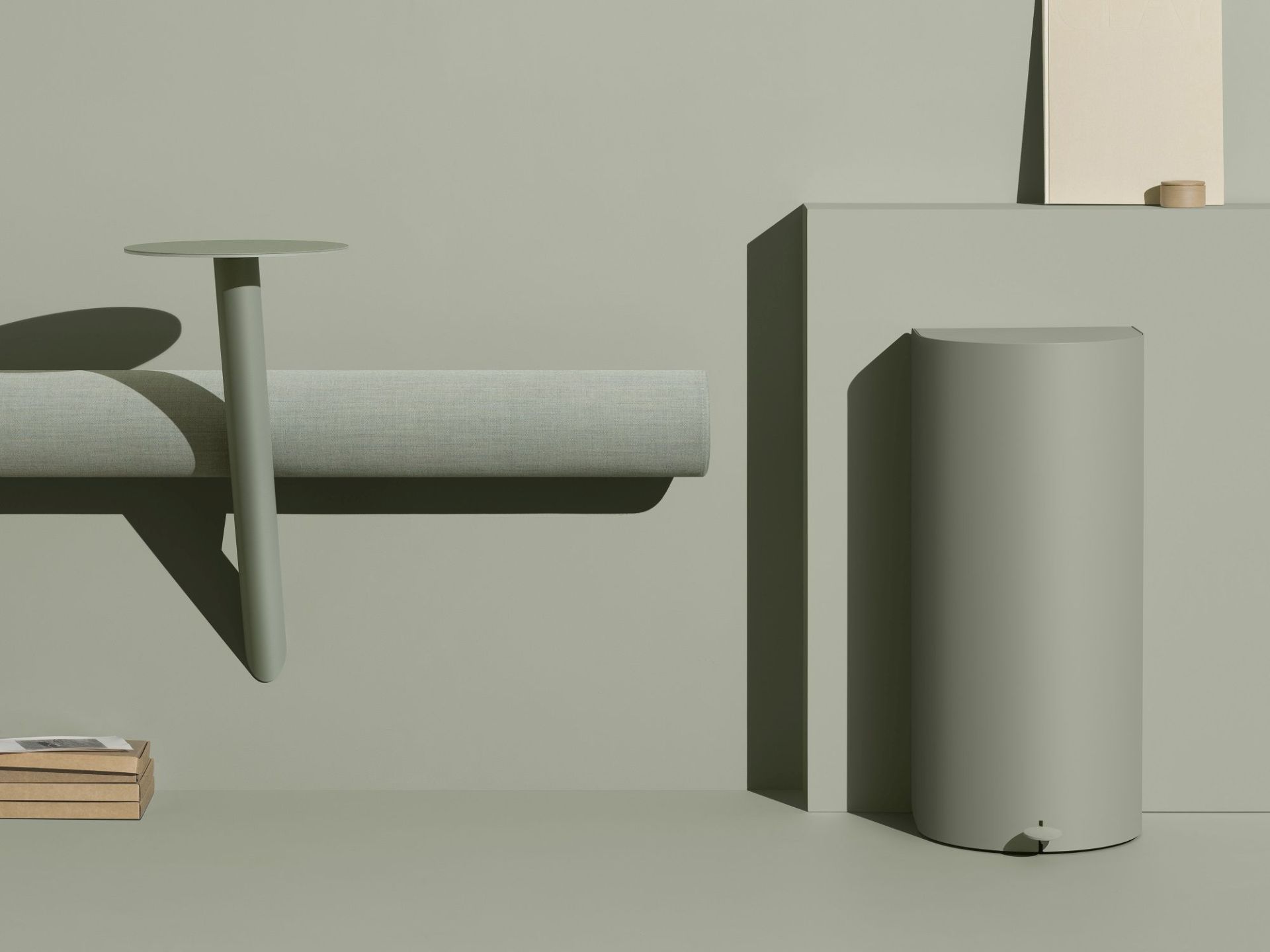 Minimalistisches Studiofoto des Mizetto Pelican Treteimers in Grün.