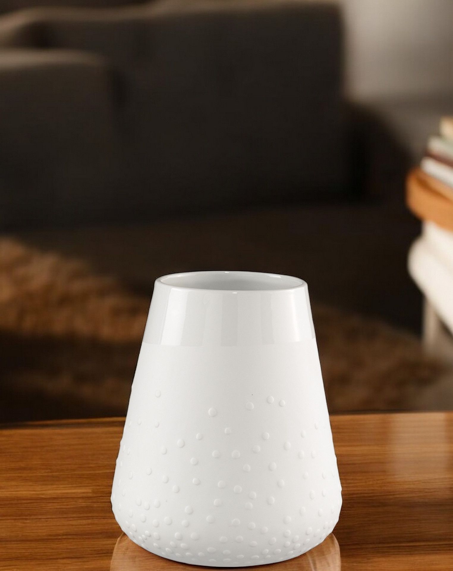 Weiße Zuhause Poesie Porzellanvase mit Punktmuster, moderne Blumenvase für Wohnzimmer und Tischdekoration.