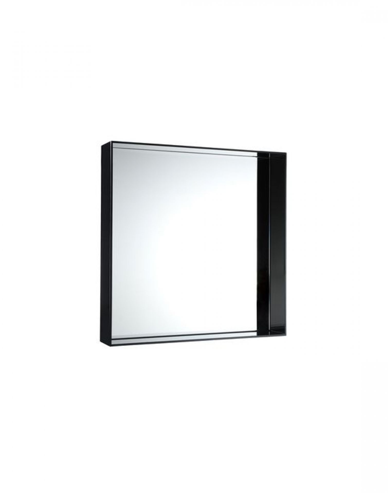 Only Me Spiegel von Kartell mit schwarzem Rahmen, quadratisch, für Badezimmer und Wohnraum.