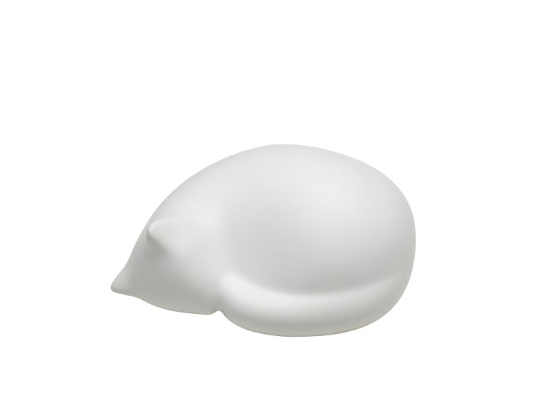 Weiße, schlafende Katze Figur von Vitra. Dekorative Katzen Skulptur für Zuhause.