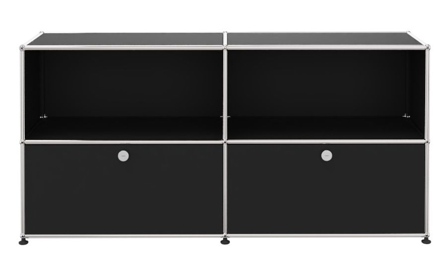 USM Haller Sideboard 2 Offen / 2 Klappen Graphitschwarz - FAST DELIVERY