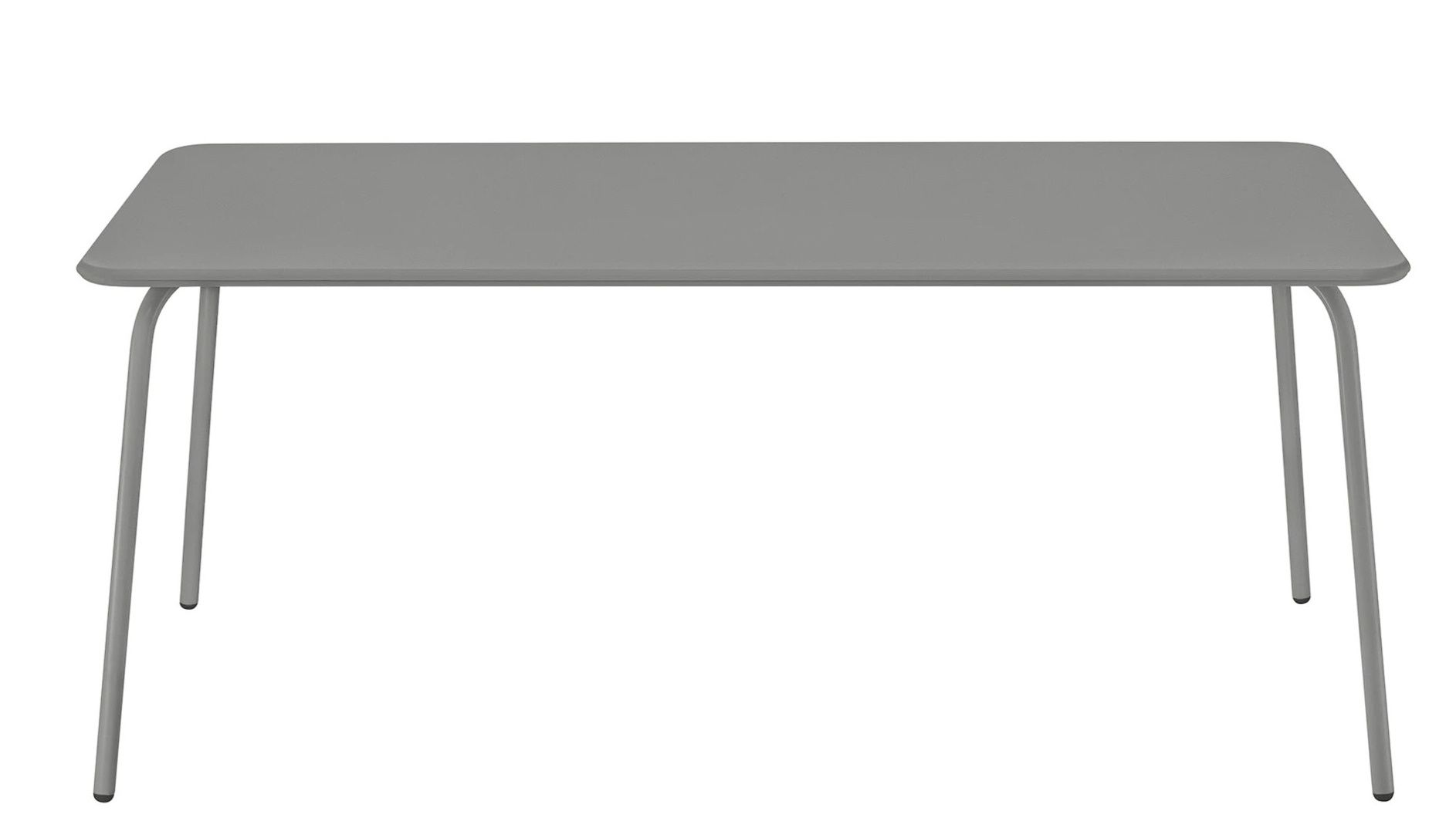 Blomus Yua Esstisch Outdoor in Grau, rechteckige Tischplatte mit filigranem Stahlgestell für Garten und Terrasse.