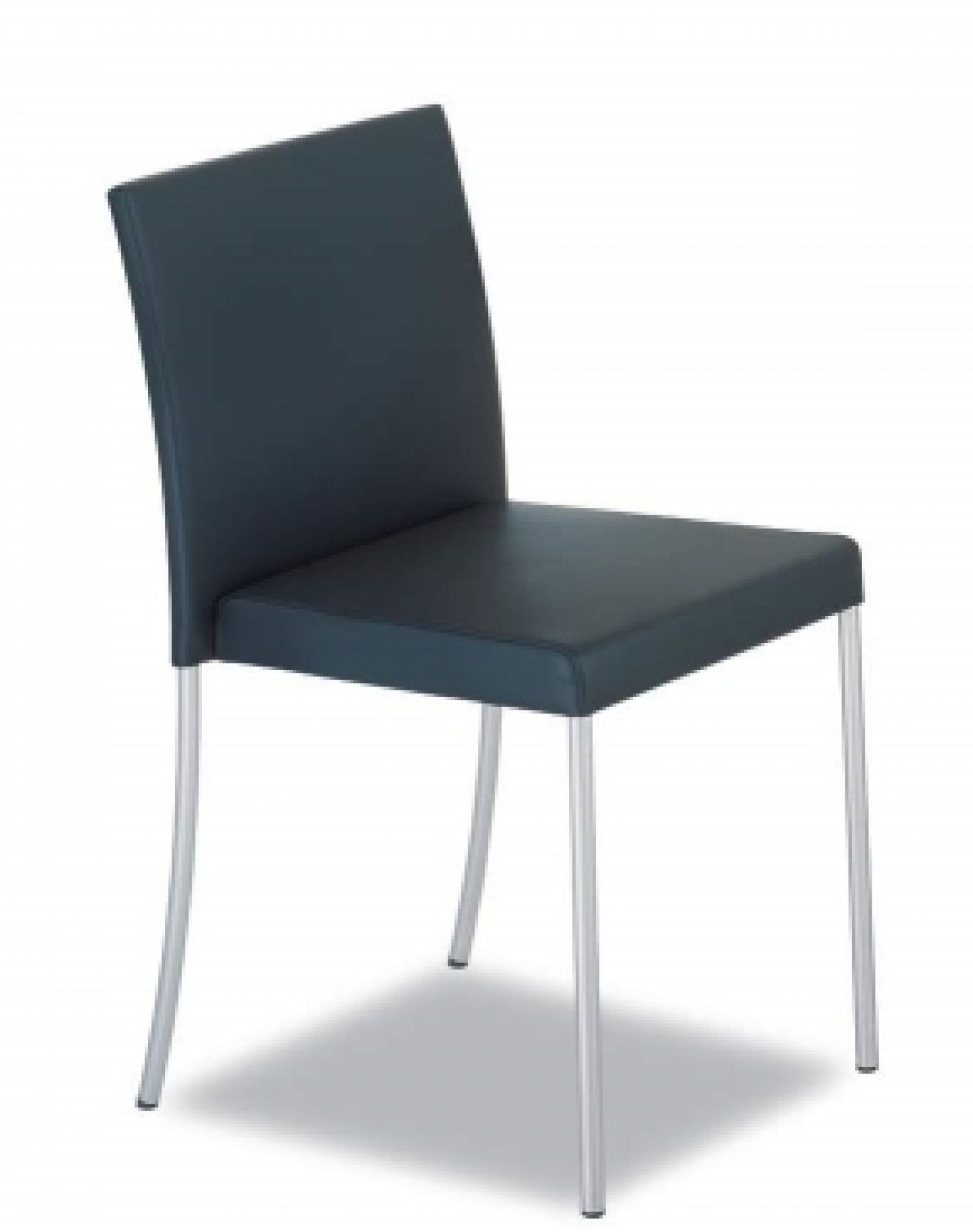 Blauer JASON Stuhl von Walter Knoll mit elegantem Design und silbernen Beinen.