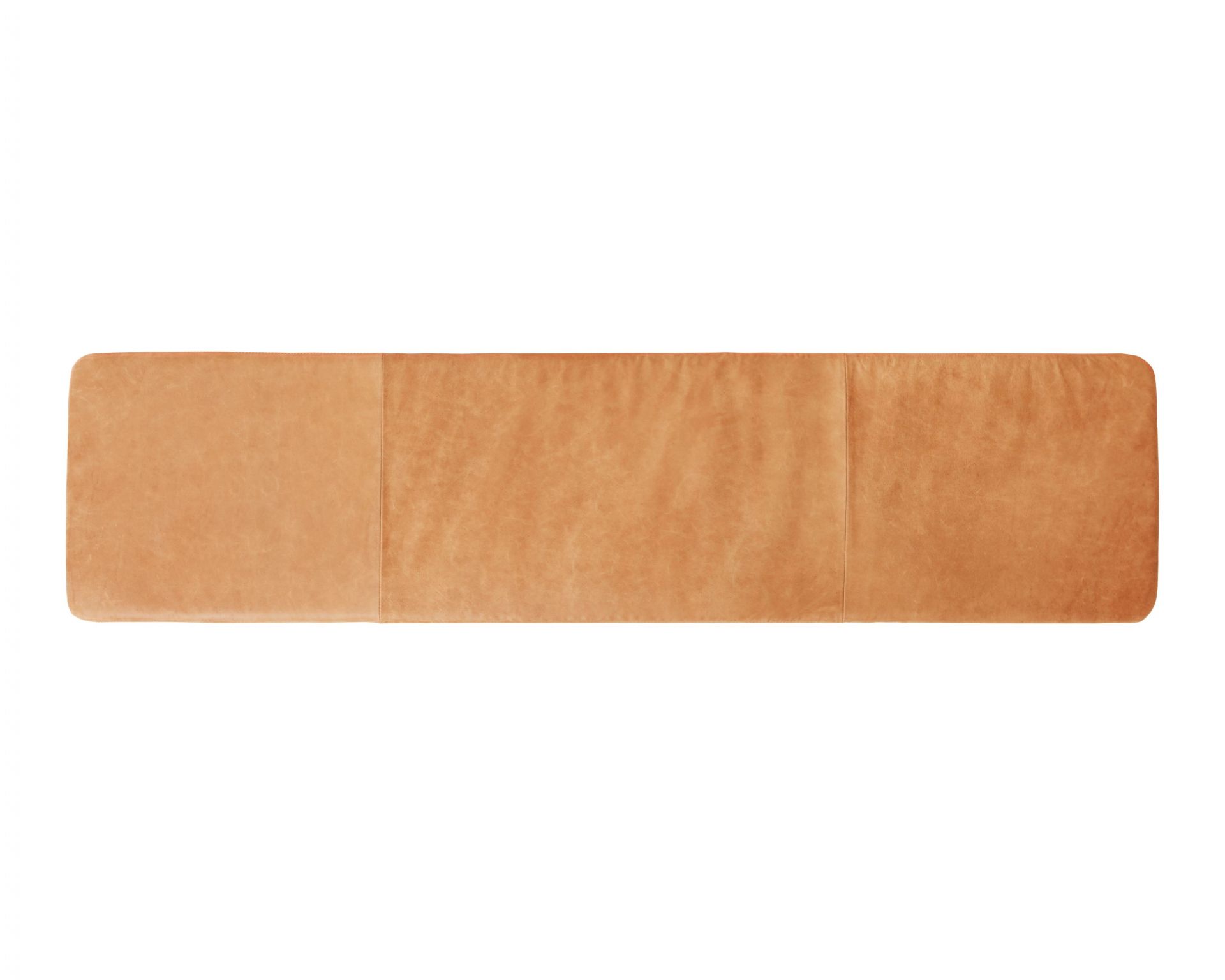 Draufsicht: Form & Refine Position Kissen für Sitzbank in braunem Leder.