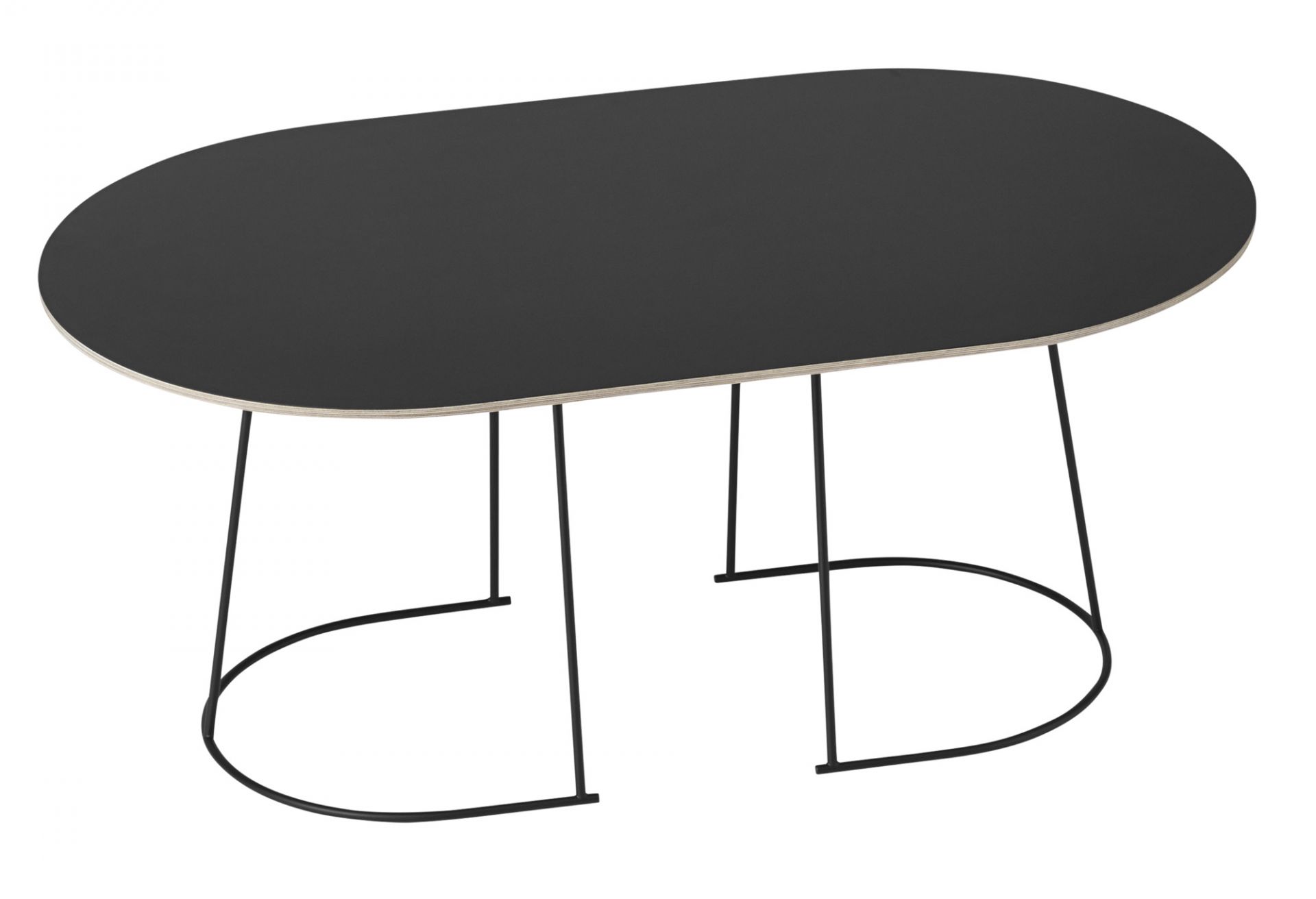 Airy Coffee Table Medium von Muuto in Pflaume mit schwarzem Metallgestell. Moderner Couchtisch.