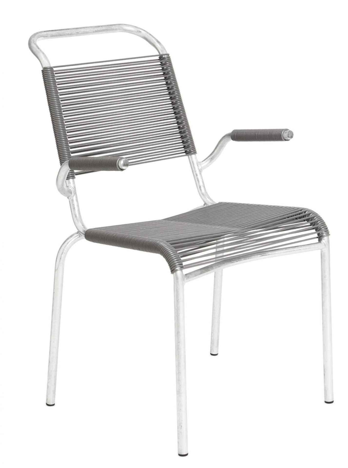 Altorfer Sessel Outdoor, aschgrau, mit Armlehnen. Moderner Gartenstuhl für Terrasse und Balkon.