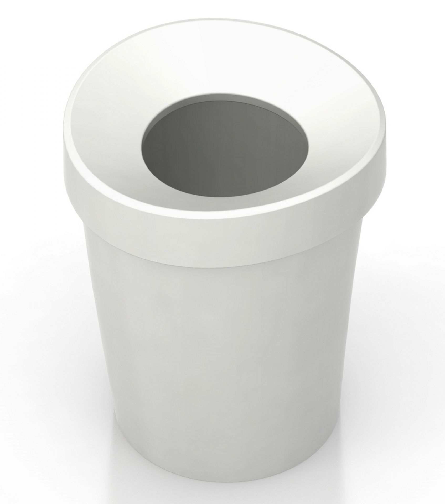 Weißer Happy Bin Papierkorb von Vitra mit runder Öffnung, ideal für Büro und Zuhause.