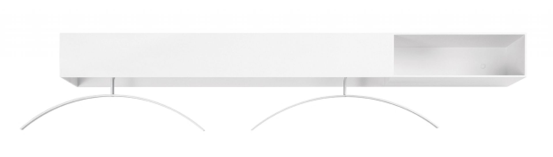 Weiße Schönbuch Match Garderobe, horizontale Wandgarderobe mit Ablage und zwei Kleiderbügeln. Modernes Design.