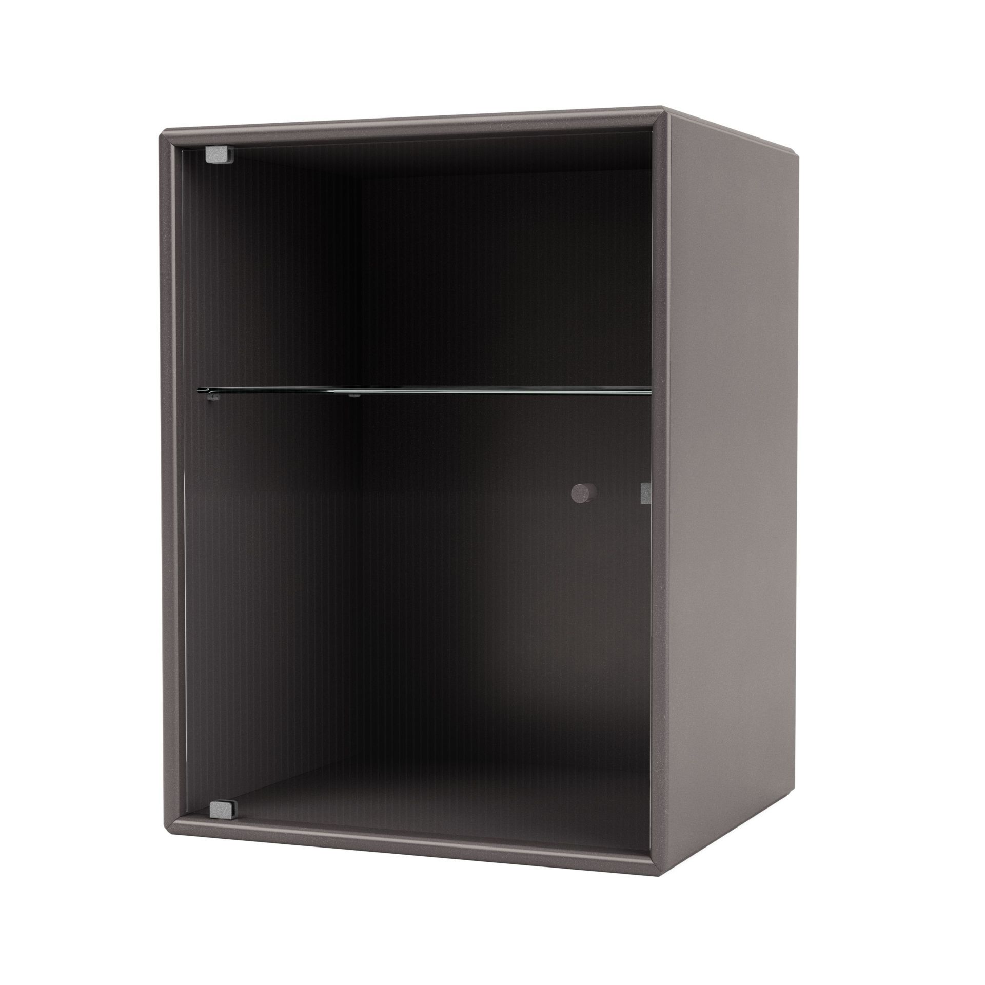 RIPPLE Badezimmerschrank in Coffee Montana mit Glasablage, hängend, für modernes Badezimmerdesign.