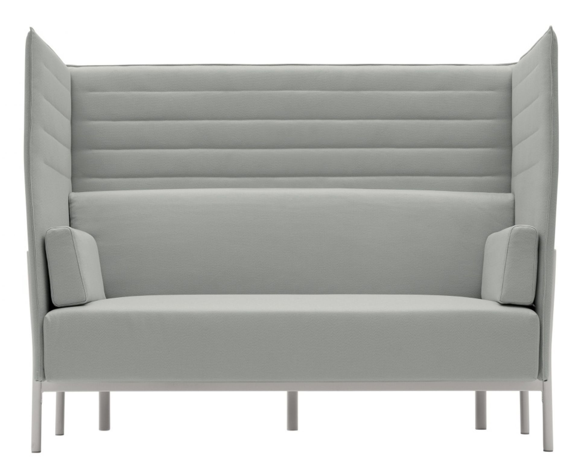 Graues Eleven High Back 2-Sitzer Sofa für Büro und Wartebereich mit hoher Rückenlehne.