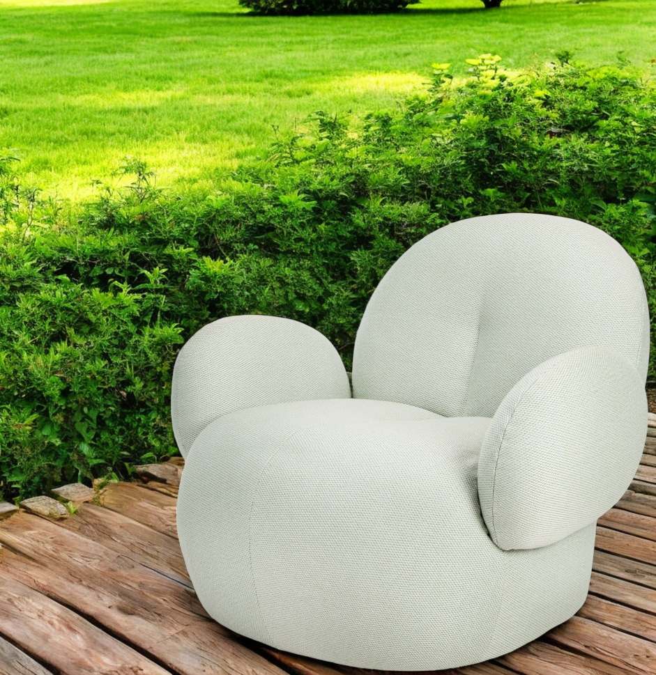 Nana Outdoor Sessel von Freifrau Manufaktur, hellgrauer Lounge Sessel für den Garten.