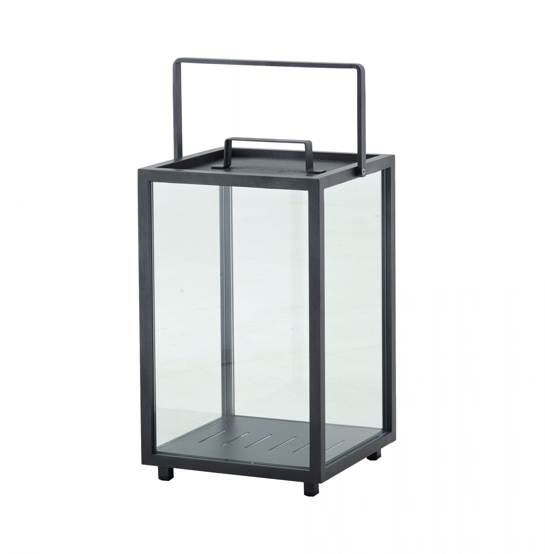 Große Cane-Line Lighthouse Laterne aus Aluminium und Glas, mit Tragegriff.