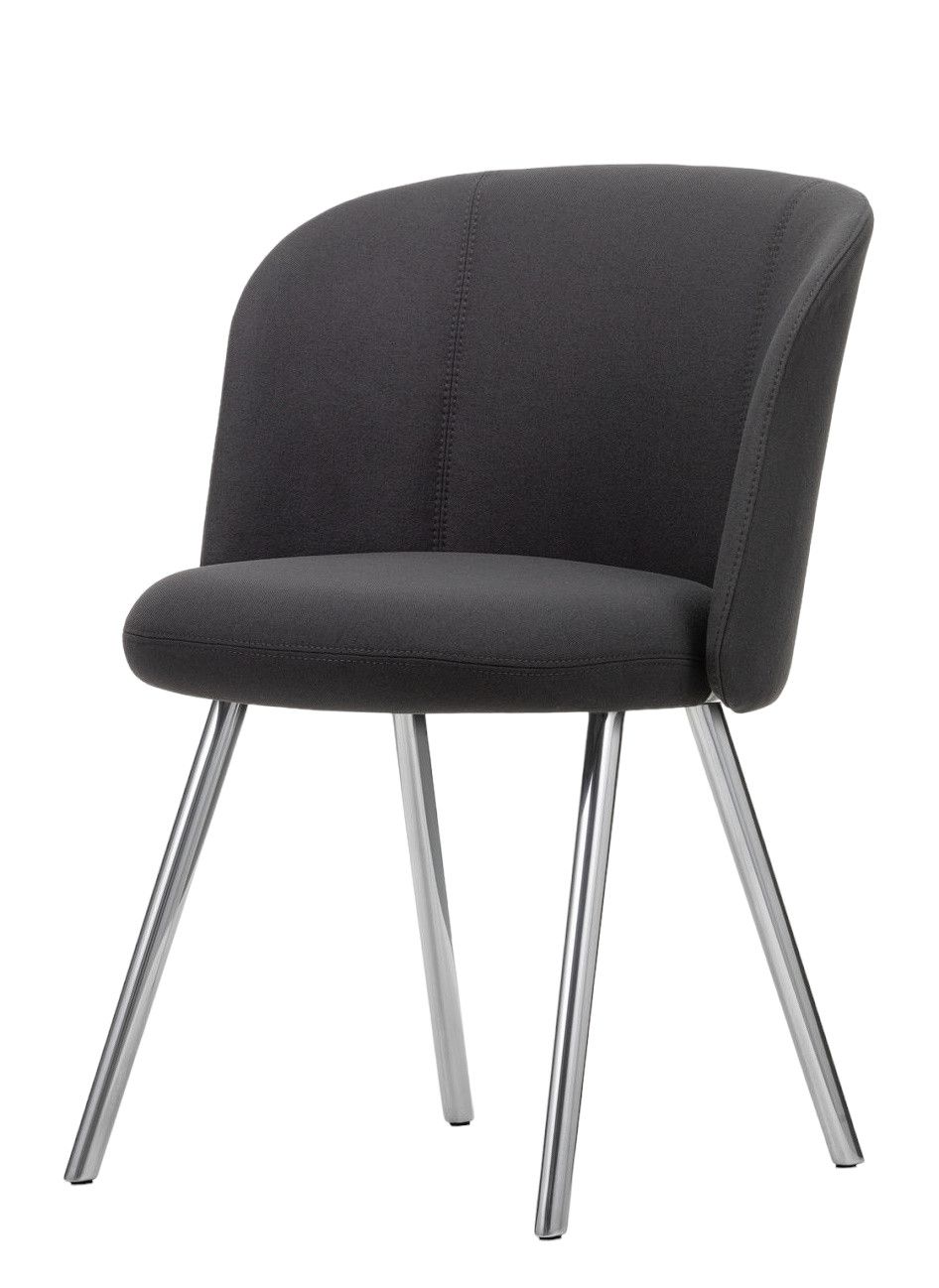 Grauer Mikado Side Chair Stuhl von Vitra mit verchromten Beinen, moderner Polsterstuhl für Esszimmer.
