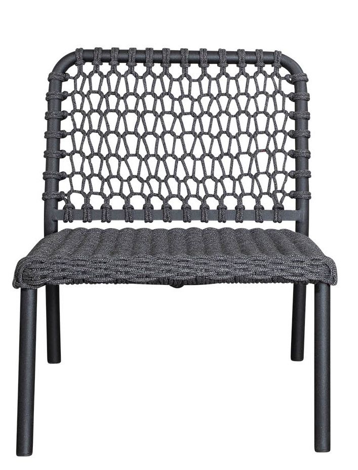 Ocean Sessel von Cane-Line für den Außenbereich, graues Geflecht und Metallgestell, Frontansicht.
