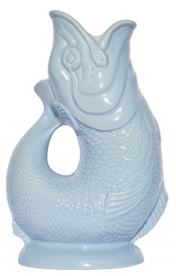 Helleblaue Gluckigluck Fischkaraffe in XL-Größe. Keramikvase in Fischform, ideal als Dekoration und Wasserkaraffe.