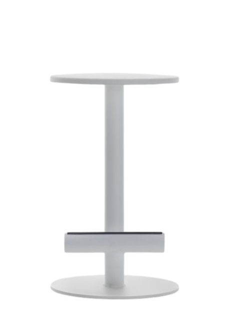 Weißer Twig Barhocker von MDF Italia mit runder Sitzfläche und Fußstütze, modernes Möbeldesign.