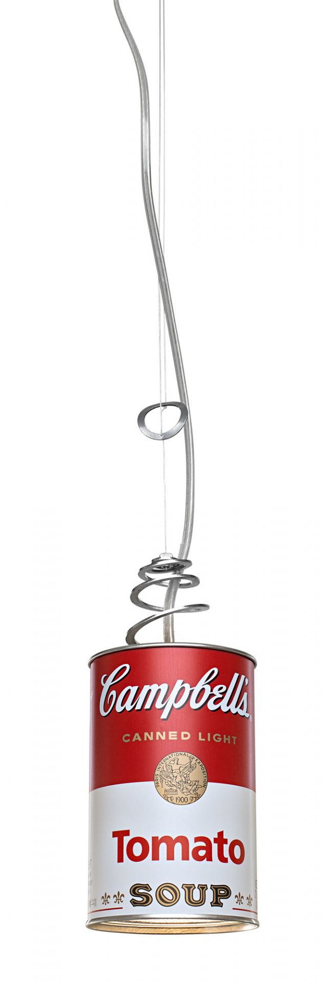 Canned Light LED Pendelleuchte von Ingo Maurer: Eine Lampe in Form einer Campbell's Suppendose.