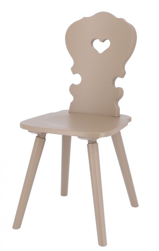 Vienna Stuhl Jan Kurtz aus Holz, beige lackiert, mit Herz-Ausschnitt in der Rückenlehne.