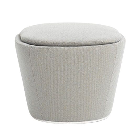 Grauer Flint Hocker mit Tellerfuß von Cor, gepolstert und drehbar, freigestellt.