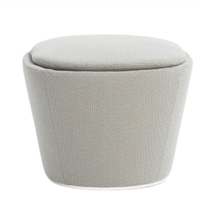 Grauer Flint Hocker mit Tellerfuß von Cor, gepolstert und drehbar, freigestellt.