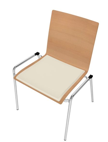 Thonet Stuhl S 262 SP ohne Armlehne mit Spiegelpolster, Holzlehne und Chromgestell.