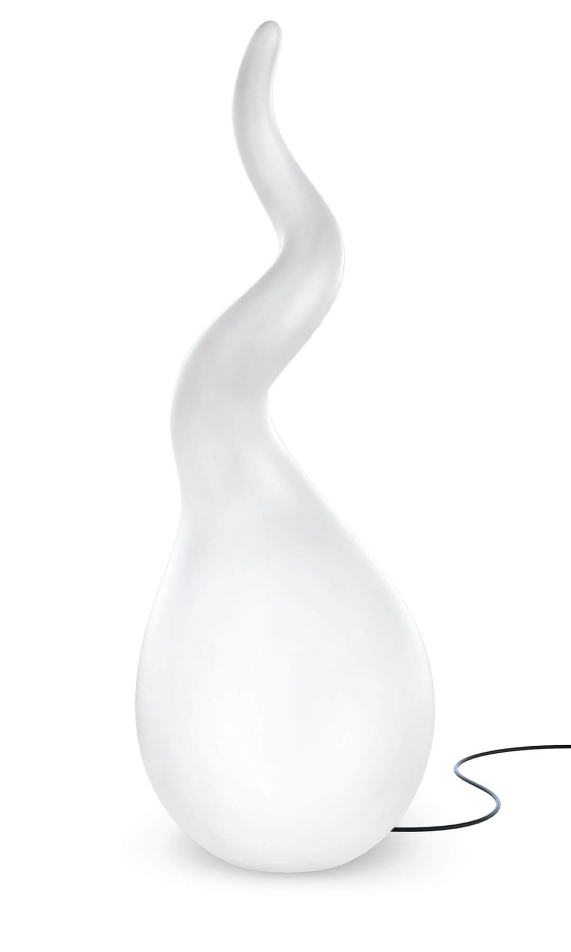 Weiße Alien SL Standleuchte Next mit geschwungener Form, moderne Stehlampe für Wohnzimmer und Schlafzimmer.