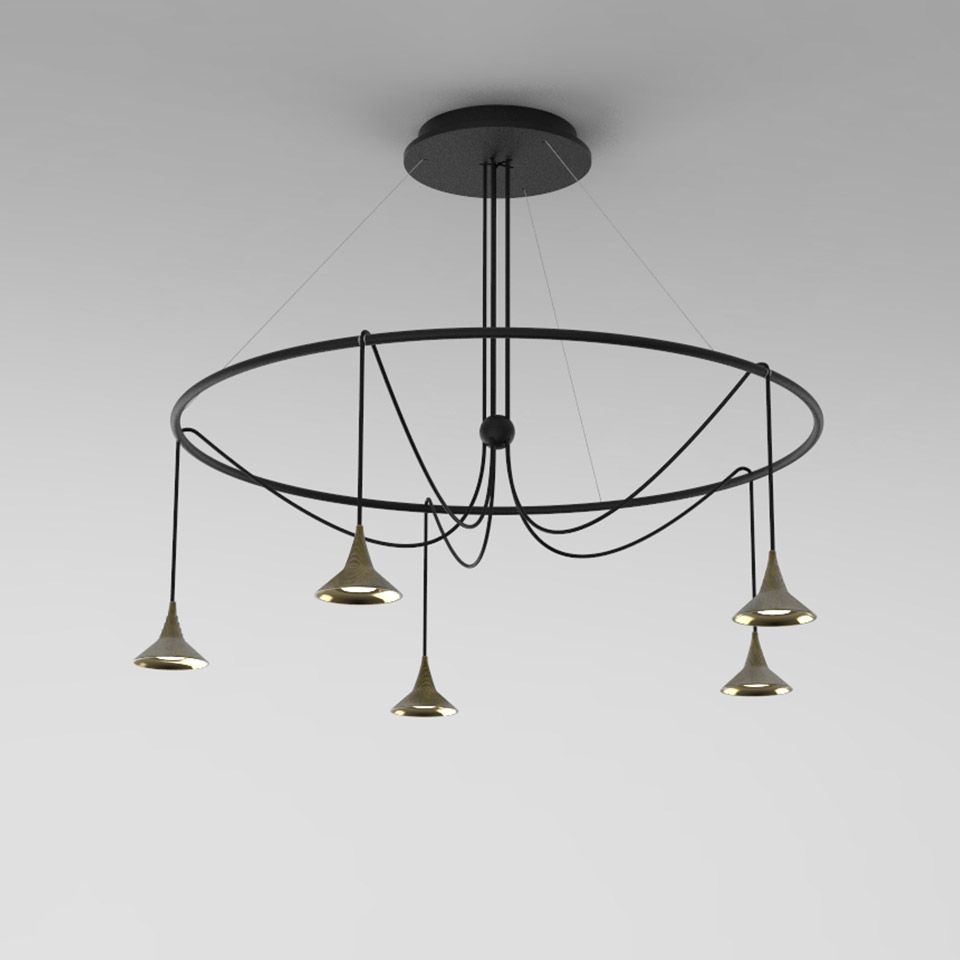 Artemide Unterlinden Ring Kronleuchter aus Messing mit warmweißem Licht (2700K), modernes Design für stilvolle Innenbeleuchtung.