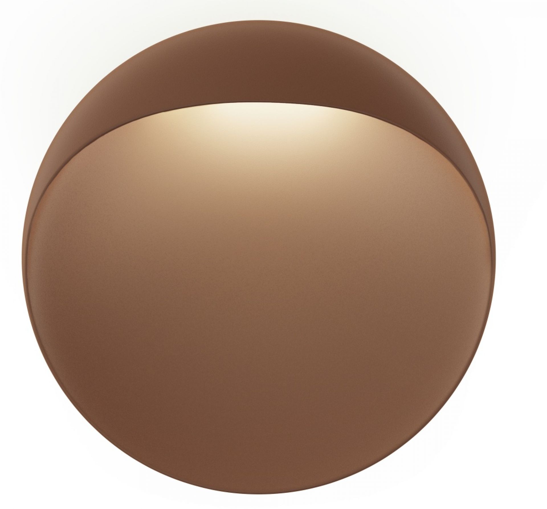 Nahaufnahme der braunen Flindt Wandleuchte von Louis Poulsen, indirekte Beleuchtung.