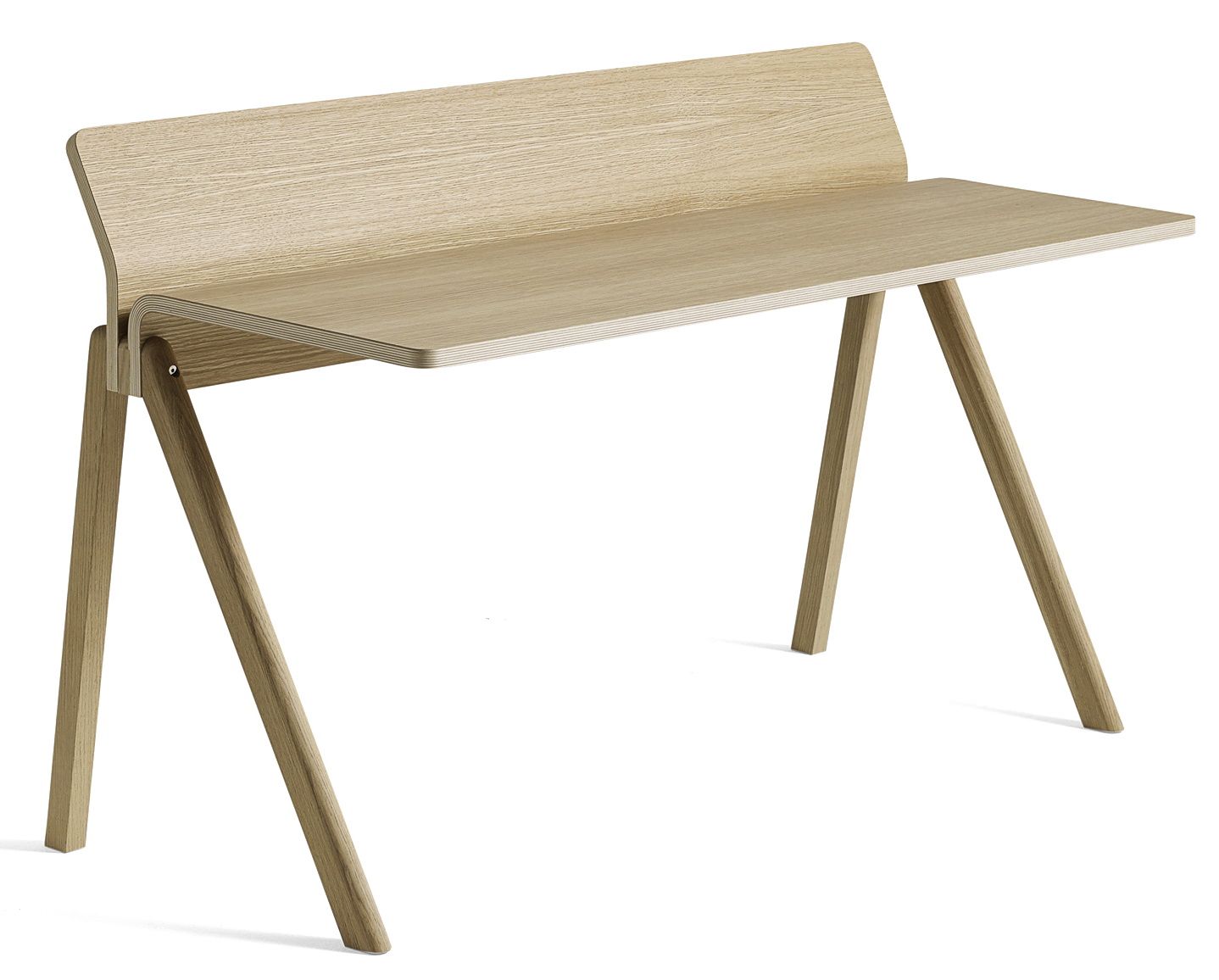 Heller Holz Copenhague CPH 190 Desk Schreibtisch von Hay mit schräg gestellten Beinen und Aufsatz.