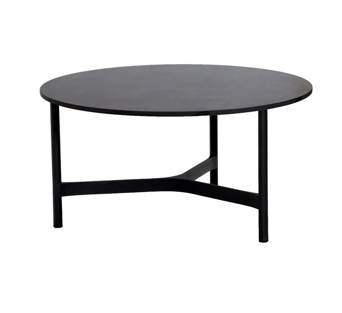 Cane-Line Twist Beistelltisch Large aus Aluminium in Lavagrau, runder Couchtisch für den Garten.