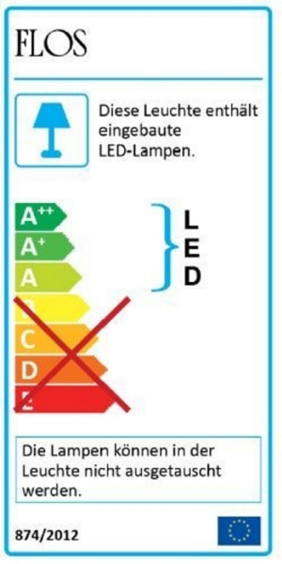 Camouflage Wandleuchte von Flos in Basalt: Moderne LED-Wandlampe für indirekte Beleuchtung.