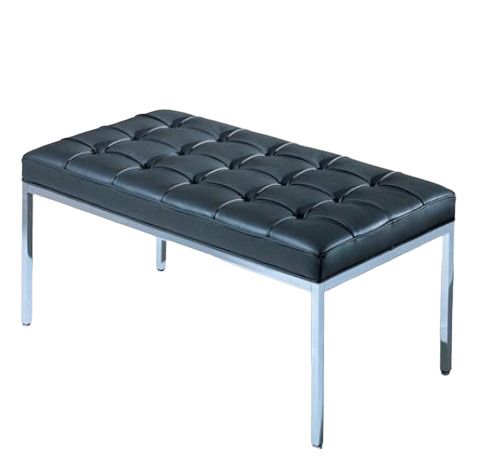 Rechteckige Relax Florence Bank von Knoll International mit schwarzem Leder und Chromgestell.