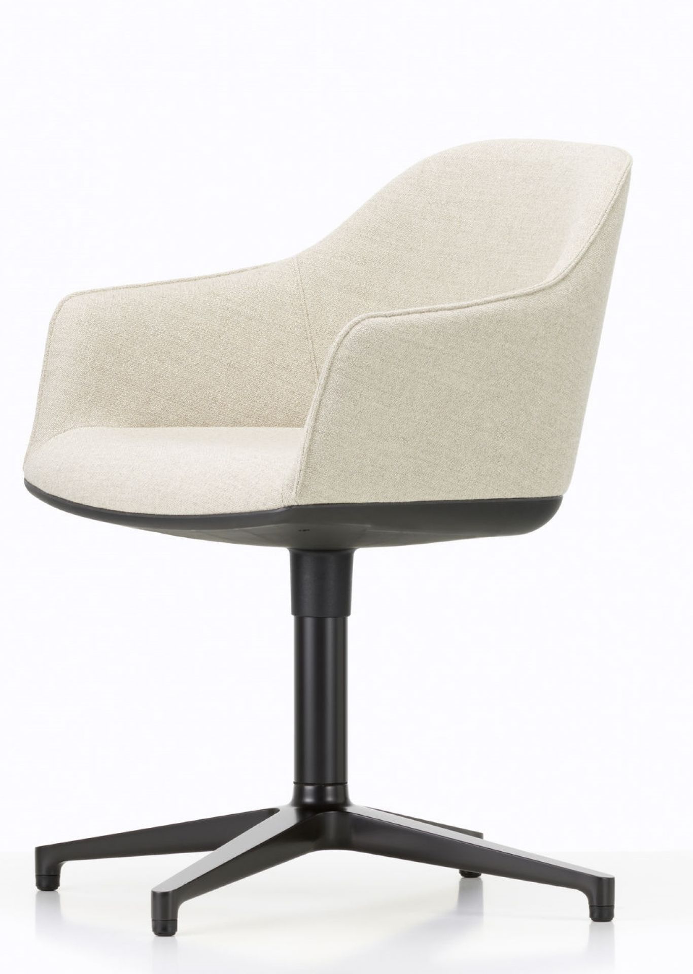 Vitra Softshell Chair mit Viersternfuß, Stoffbezug in Beige, Bürostuhl und Designklassiker.