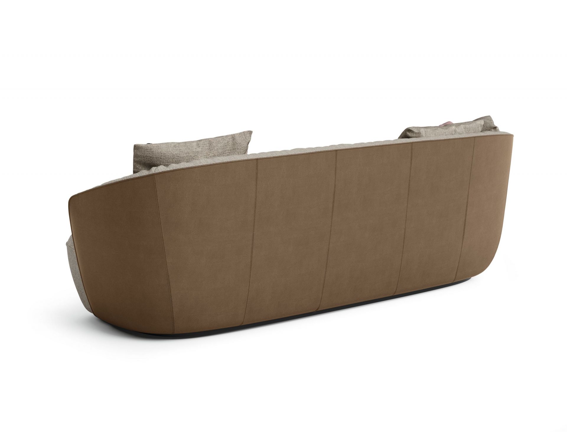 Rückansicht des Ishino Sofas von Walter Knoll, braunes Leder, moderne Wohnzimmermöbel.