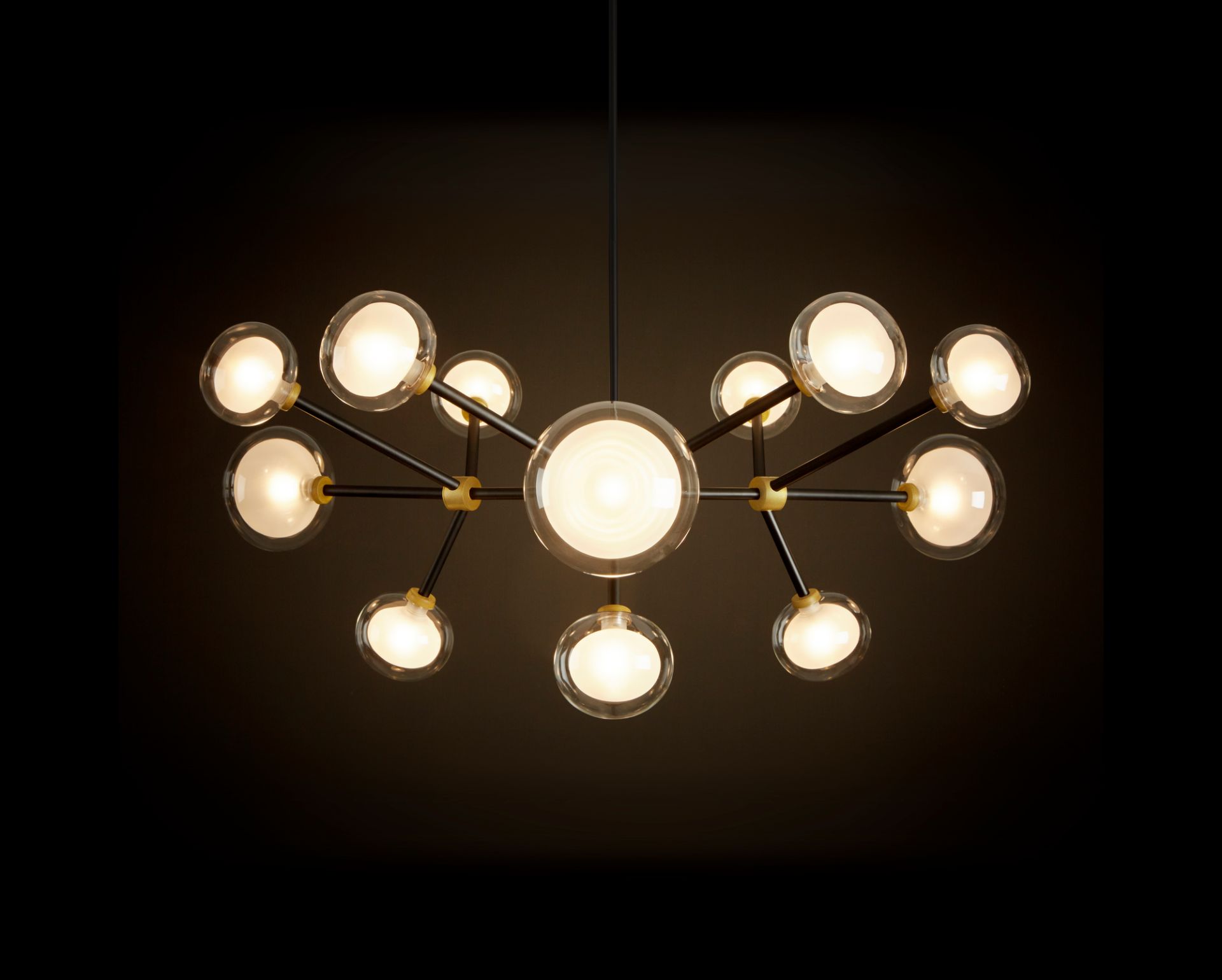 Nabila Pendelleuchte mit zwölf Glaskugeln, moderne Deckenleuchte für Wohnzimmer und Esszimmer.