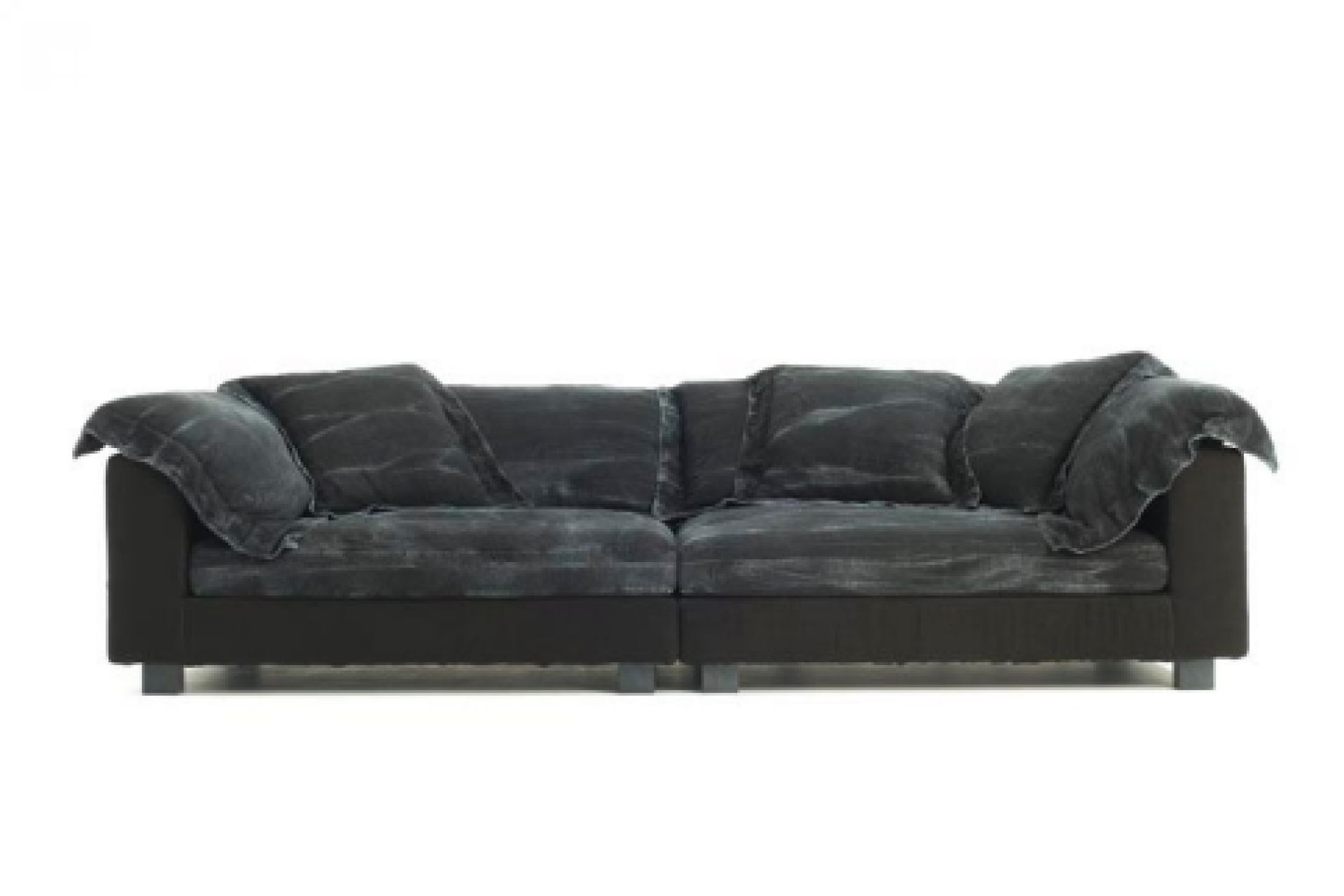 Nebula Nine Sofa, modernes graues Designersofa mit Kissen, 330x140 cm, für Wohnzimmer und Lounge.
